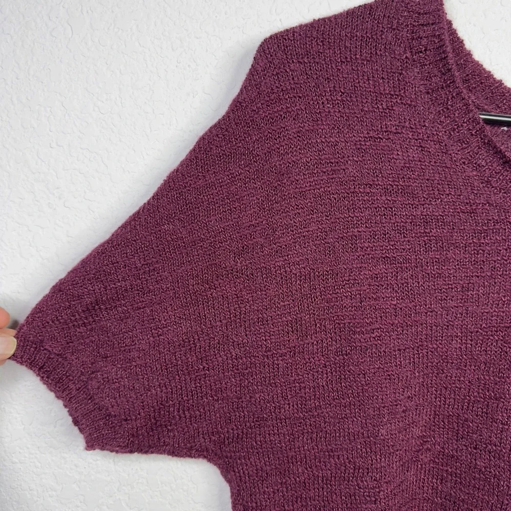 Gap Sweater Womens S Burgundy Wool Alpaca Short Sleeve‎ Office Preppy Minimalist